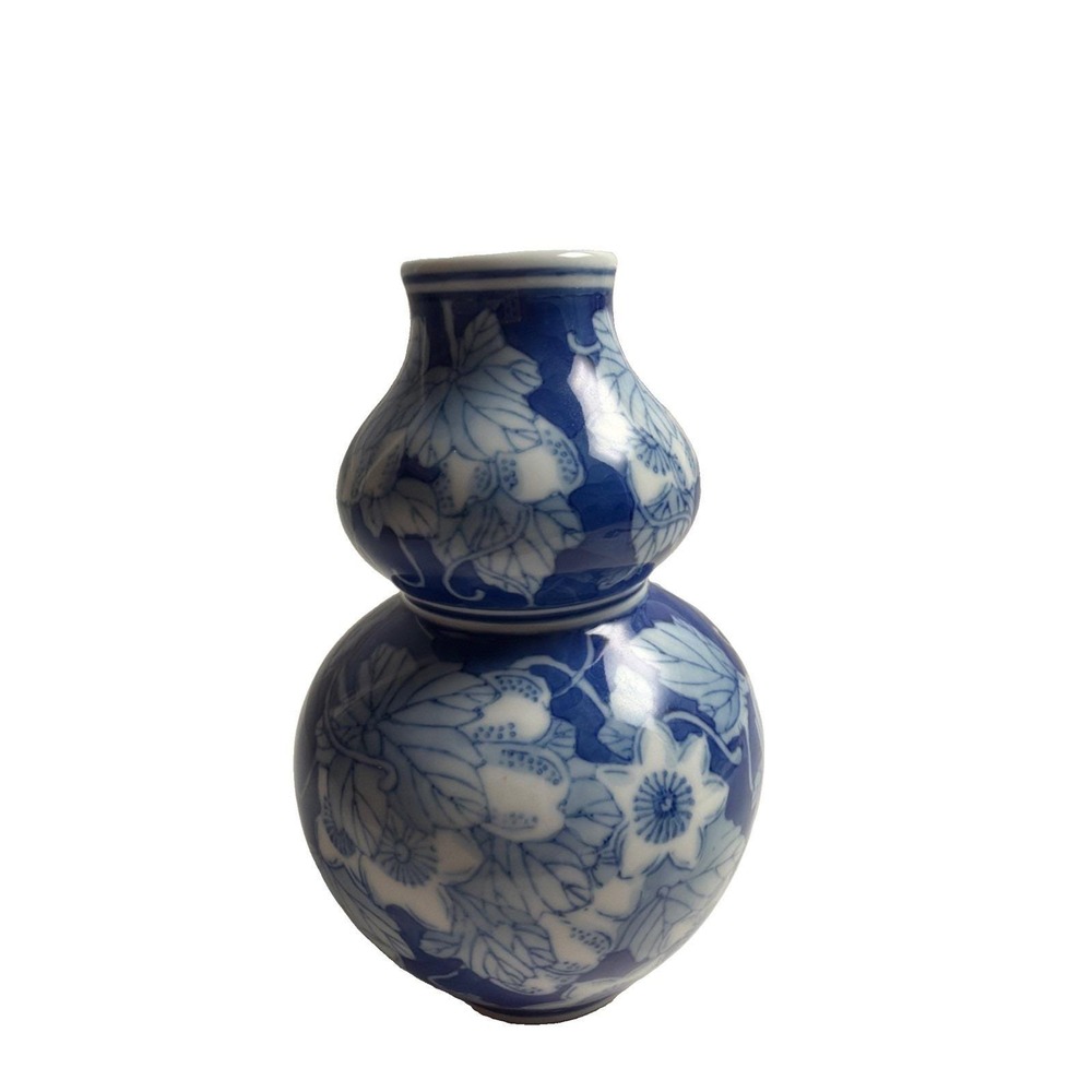 Japanese Porcelain Blue | White Vase Vessel 6 in High Vintage